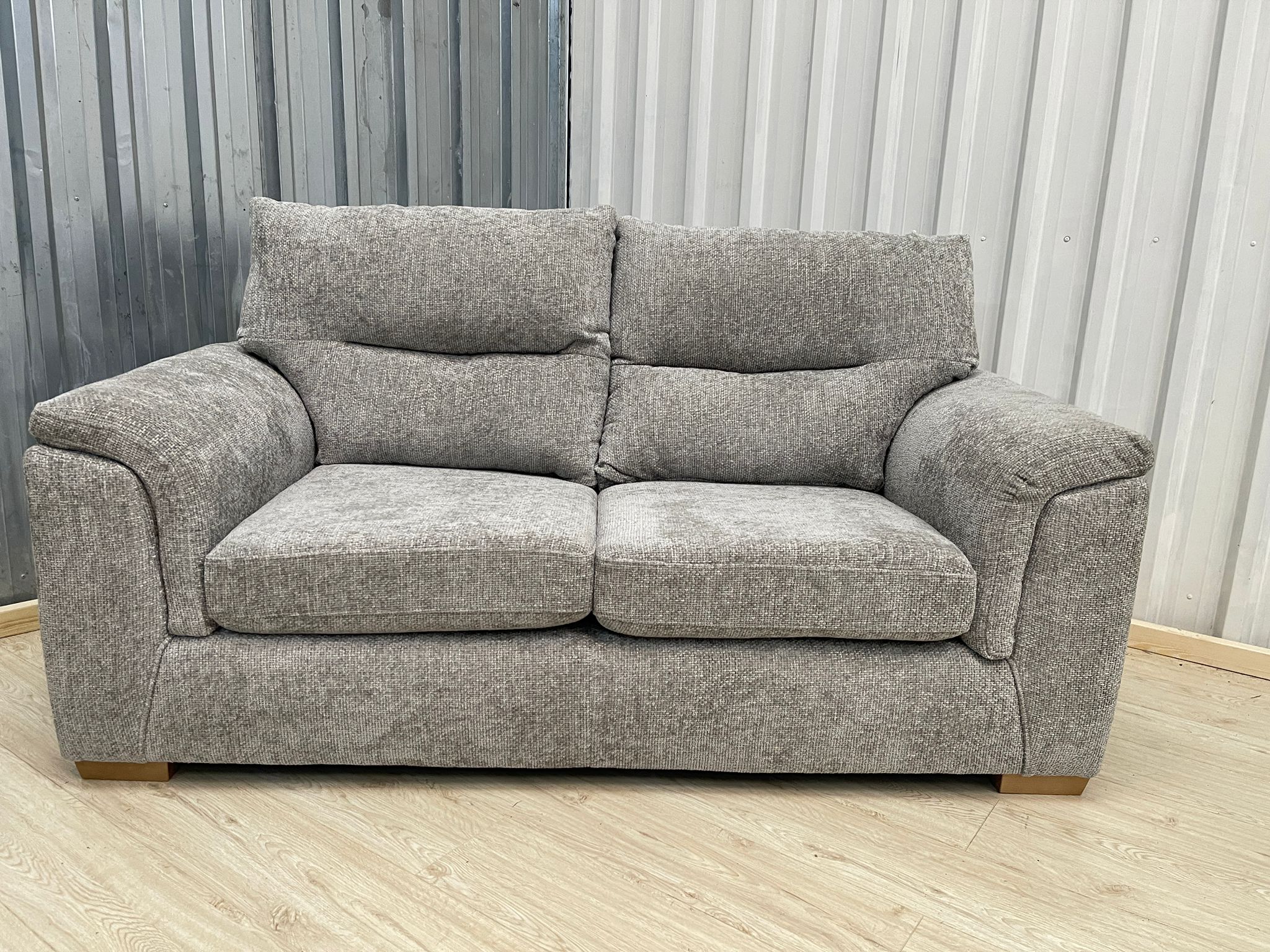 Next Hayden Highback Woven Chenille Easy Clean Light Grey 2 Seater