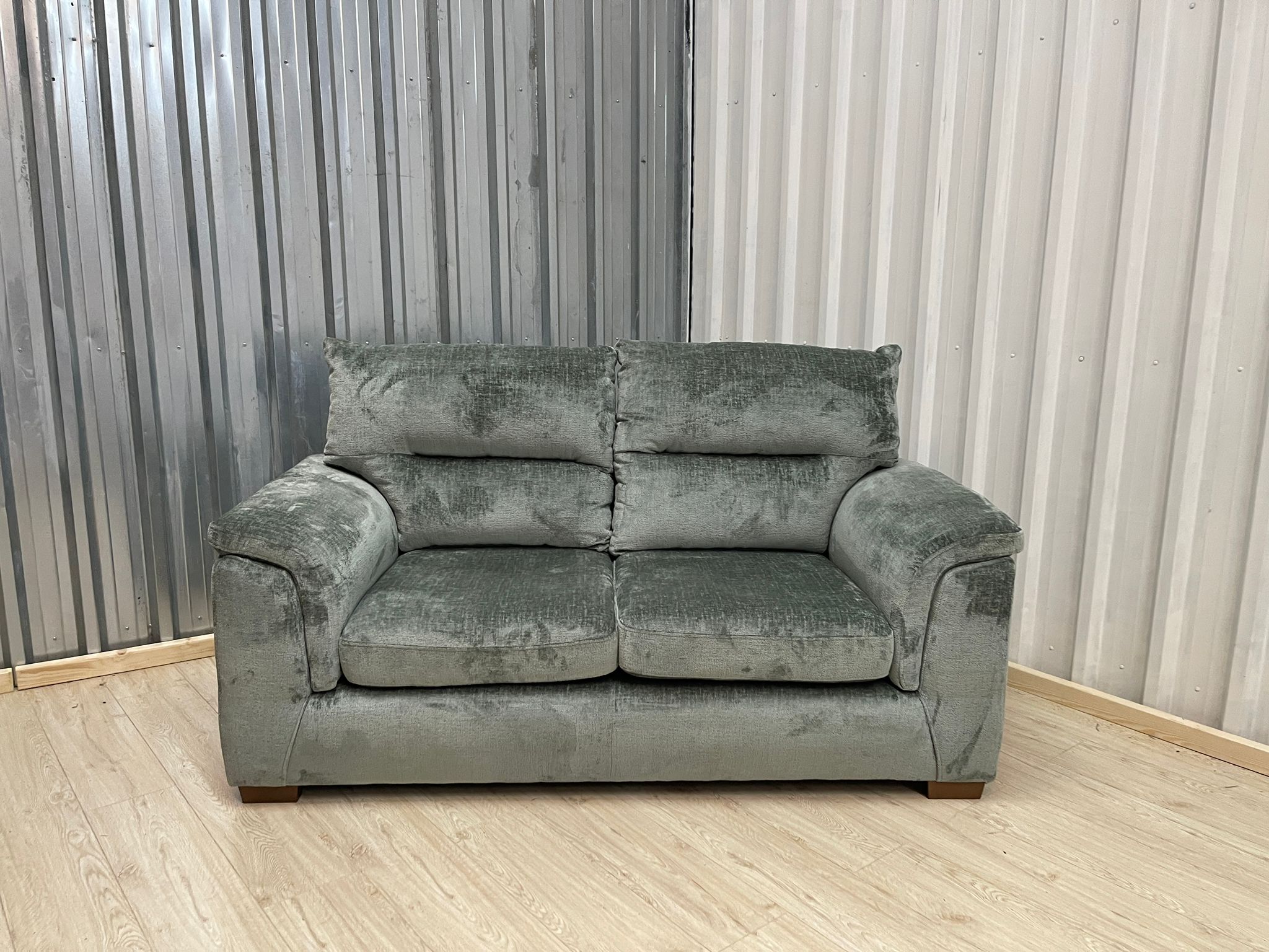 Next Hayden Highback Chunky Chenille Light Teal Green 2 Seater