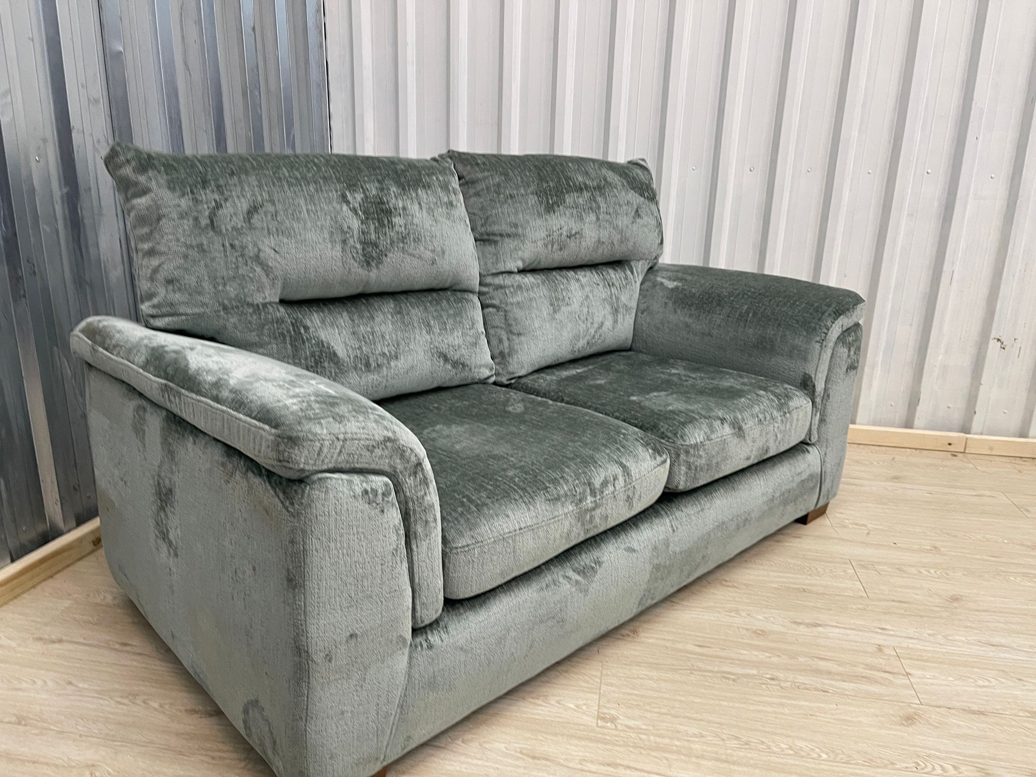 Next Hayden Highback Chunky Chenille Light Teal Green 2 Seater