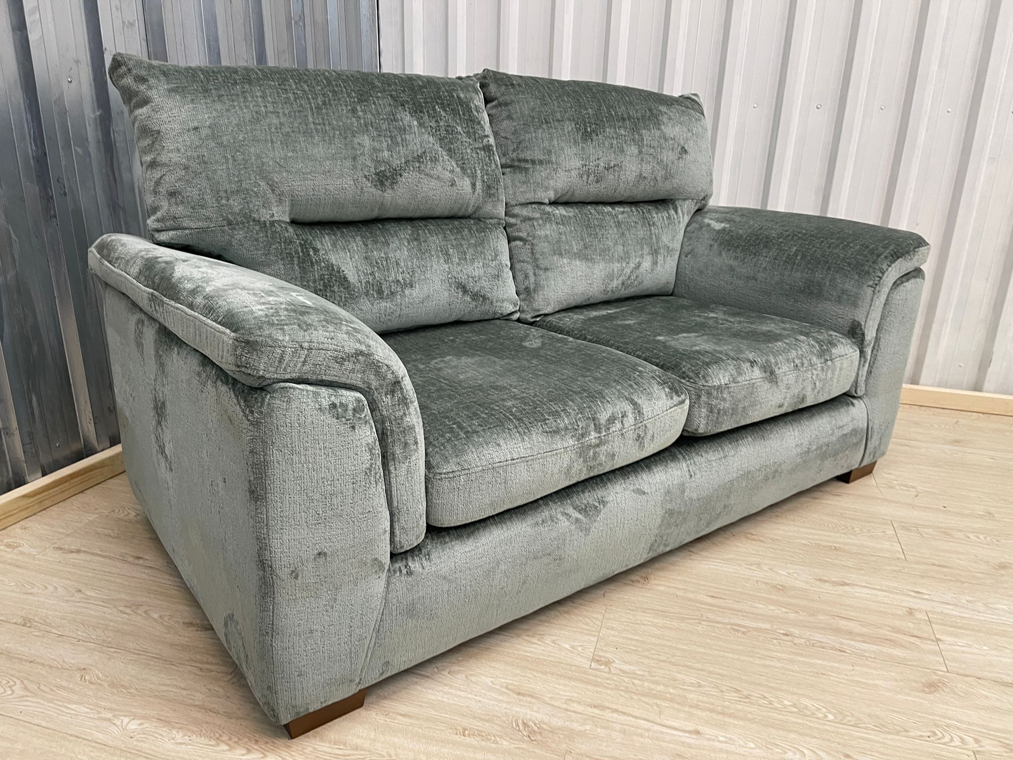 Next Hayden Highback Chunky Chenille Light Teal Green 2 Seater