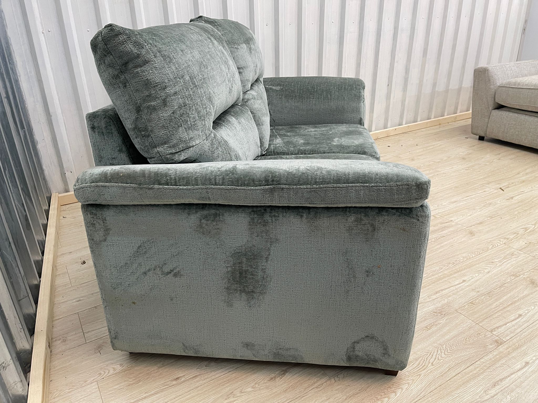 Next Hayden Highback Chunky Chenille Light Teal Green 2 Seater