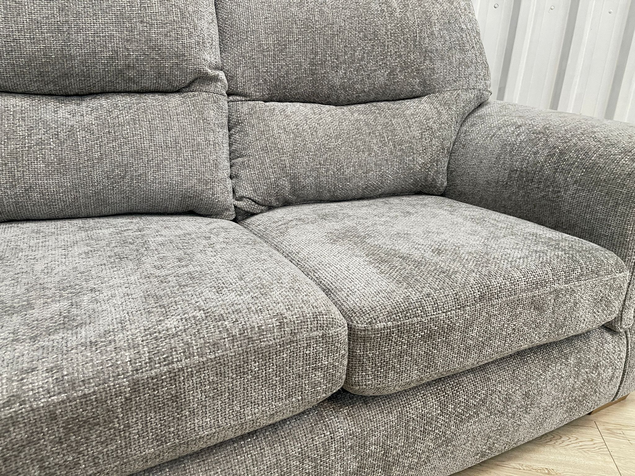 Next Hayden Highback Woven Chenille Easy Clean Light Grey 2 Seater