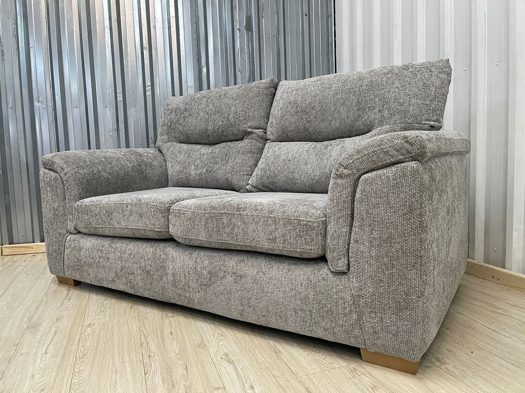 Next Hayden Highback Woven Chenille Easy Clean Light Grey 2 Seater