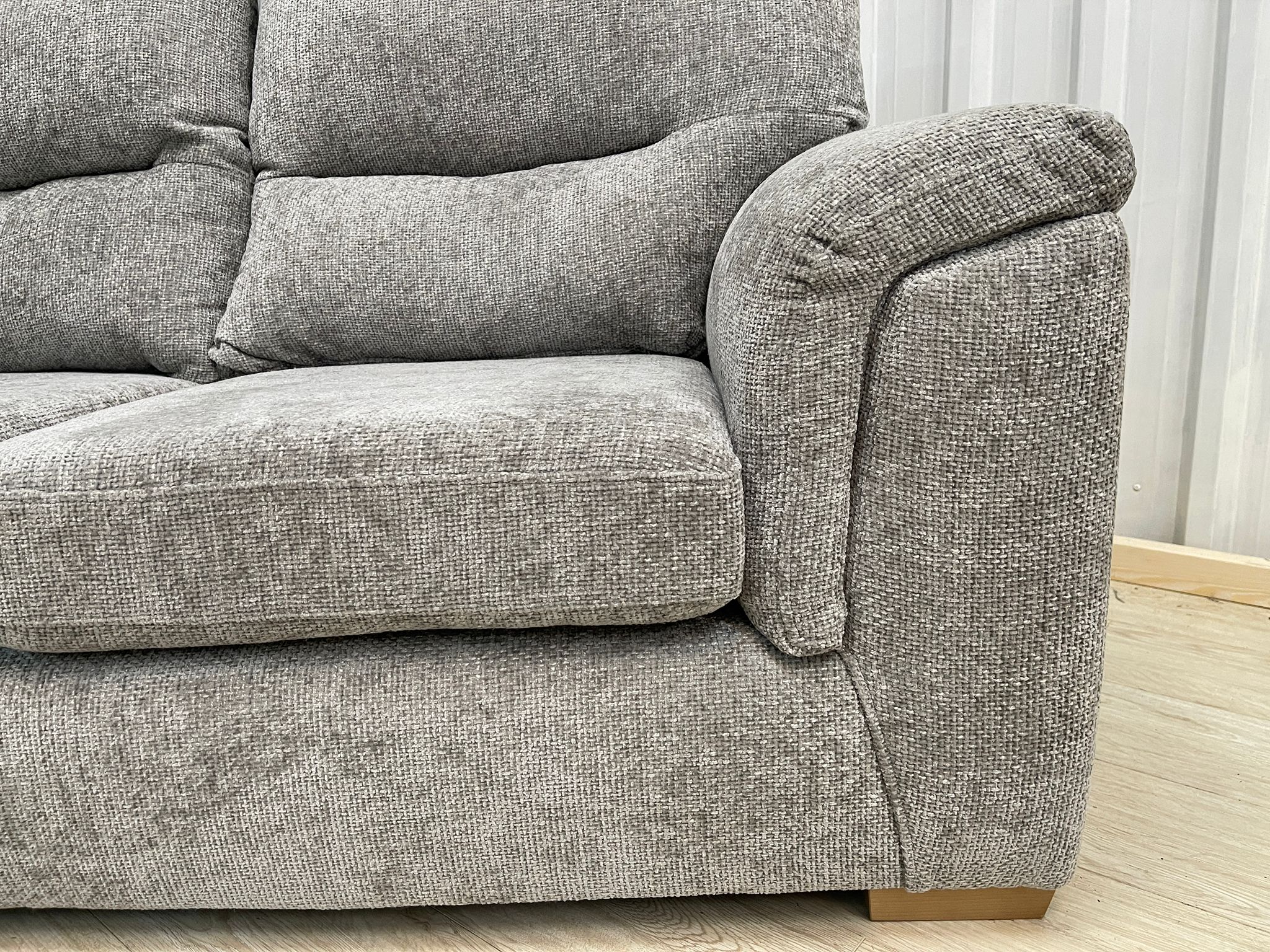 Next Hayden Highback Woven Chenille Easy Clean Light Grey 2 Seater