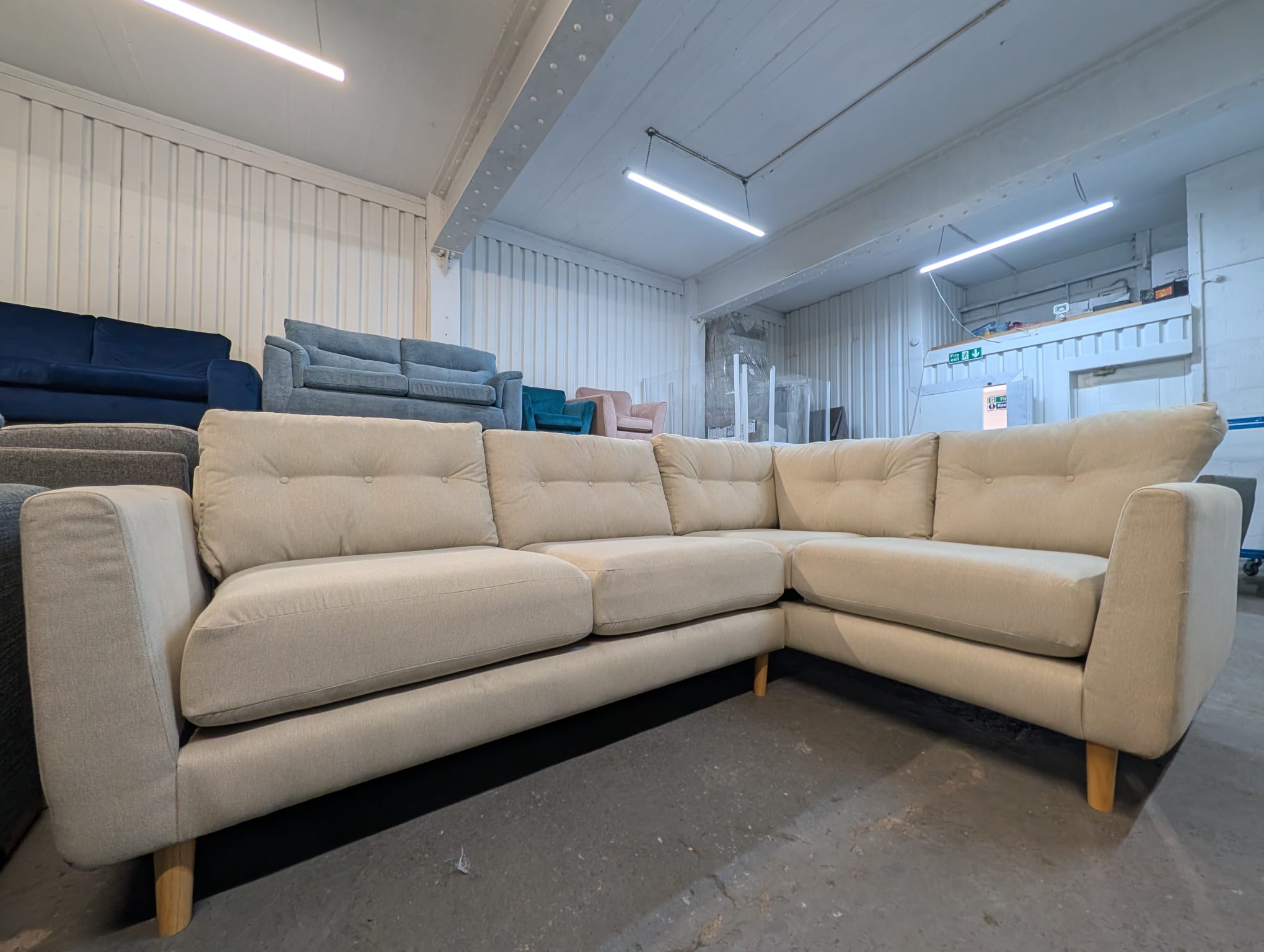 Oak Furniture Land Evie Rosa Sand Fabric Corner Sofa