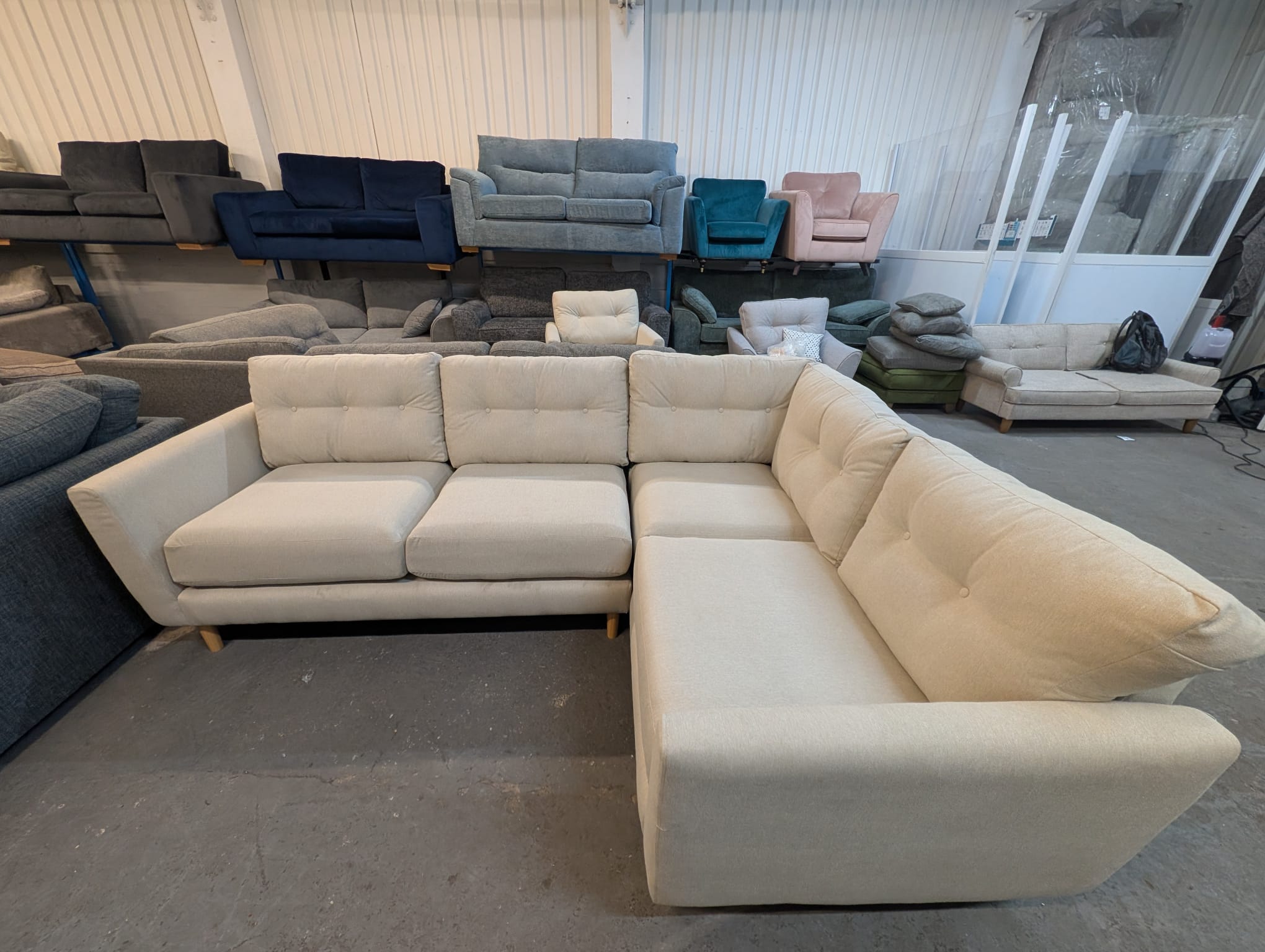 Oak Furniture Land Evie Rosa Sand Fabric Corner Sofa