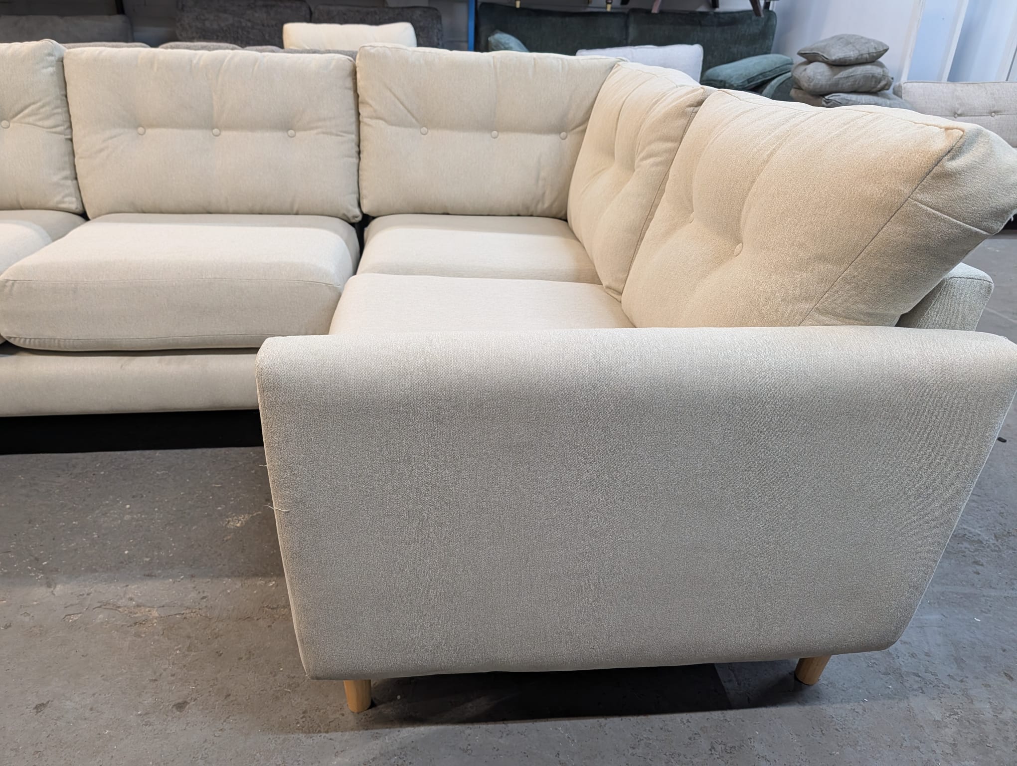 Oak Furniture Land Evie Rosa Sand Fabric Corner Sofa
