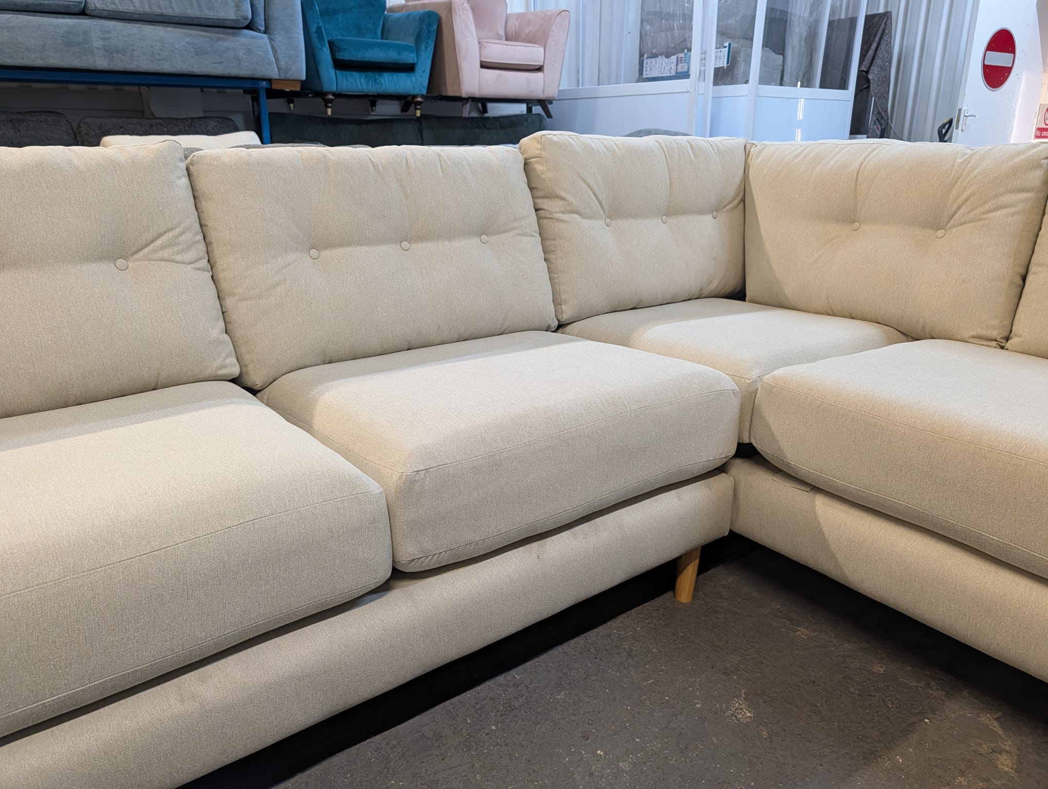 Oak Furniture Land Evie Rosa Sand Fabric Corner Sofa