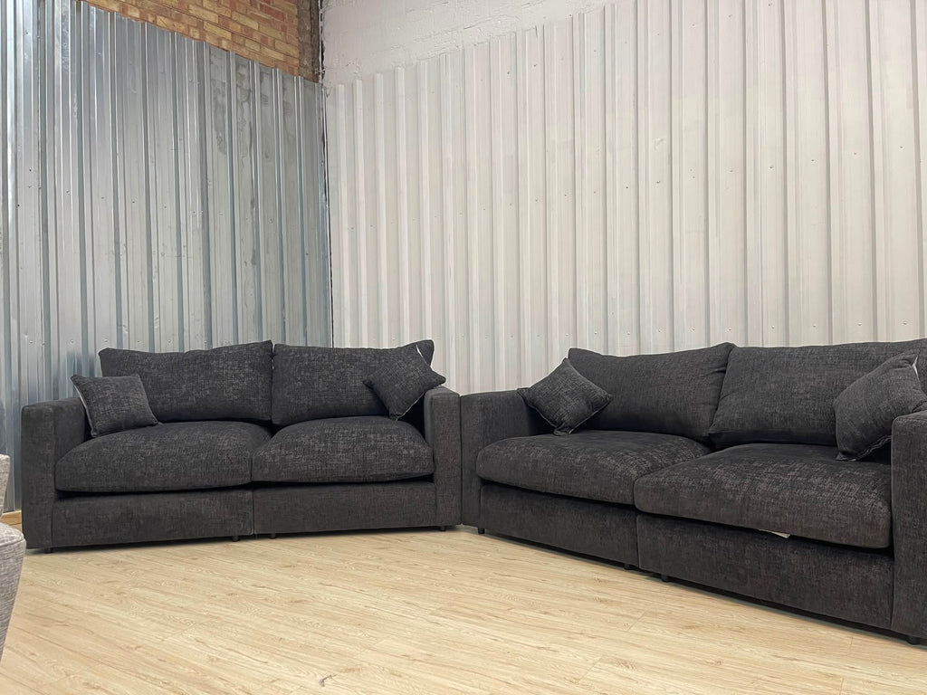 Oak Furniture Land Malvern Charcoal Cupid 2 Seater Set