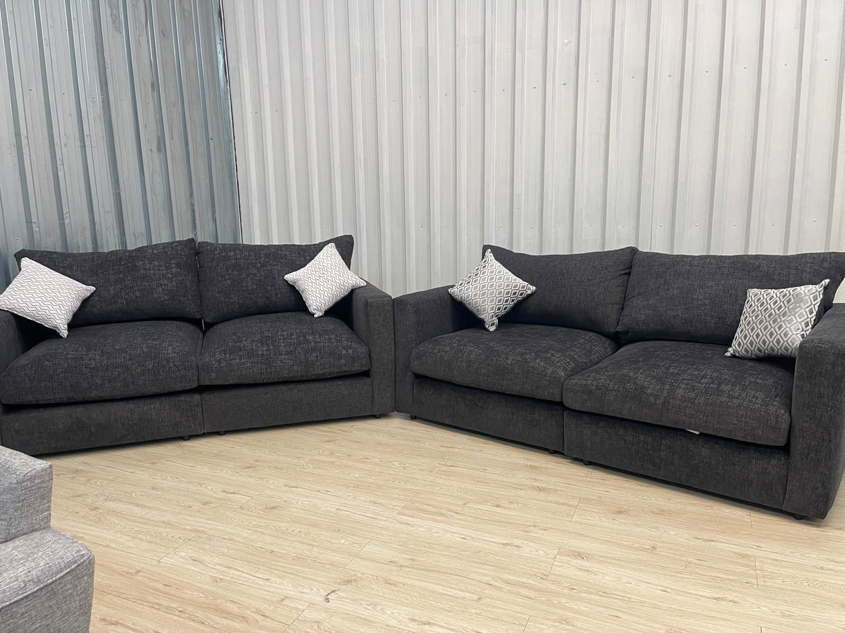 Oak Furniture Land Malvern Charcoal Cupid 2 Seater Set