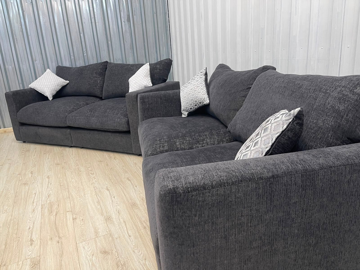 Oak Furniture Land Malvern Charcoal Cupid 2 Seater Set