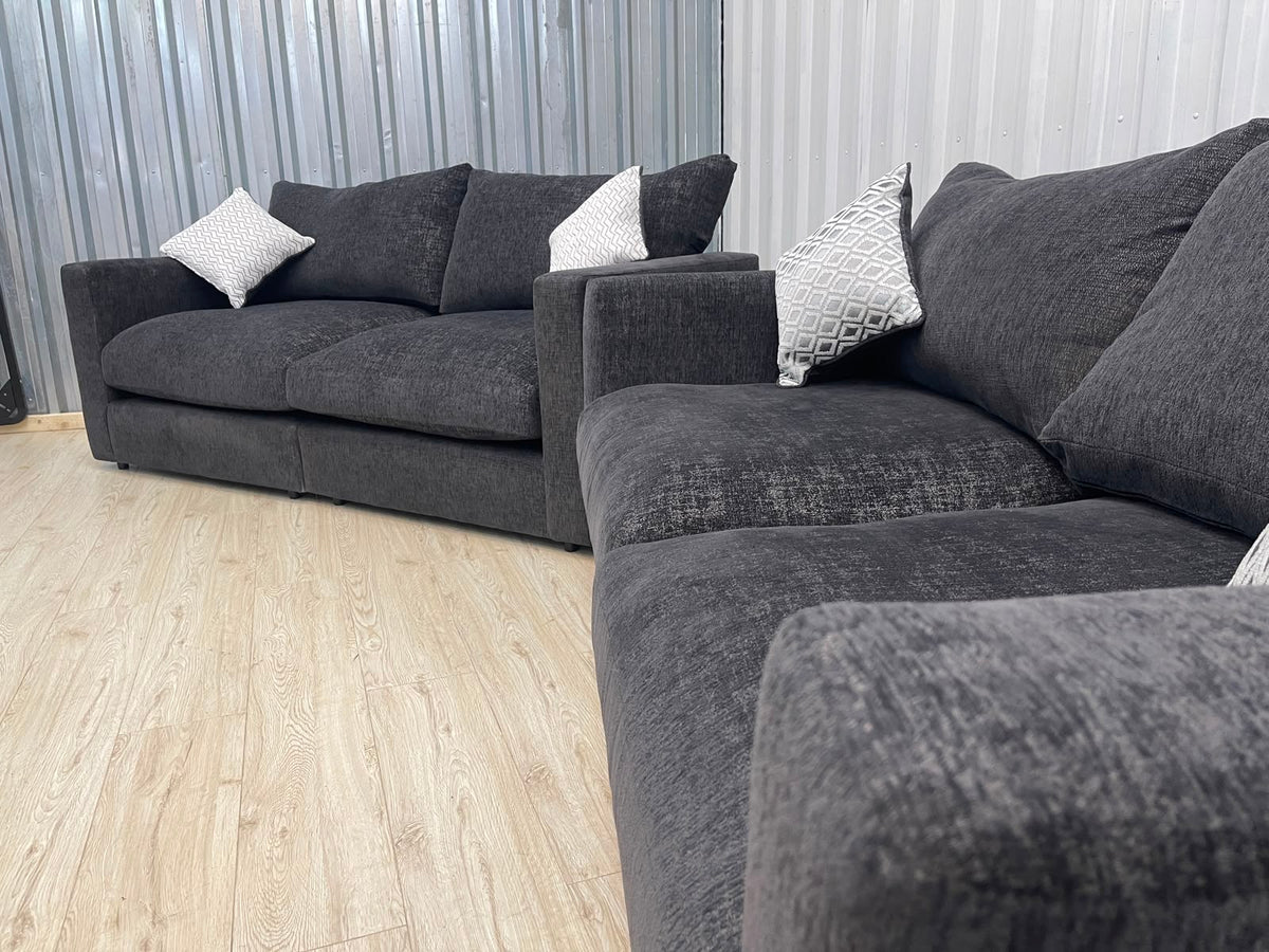 Oak Furniture Land Malvern Charcoal Cupid 2 Seater Set