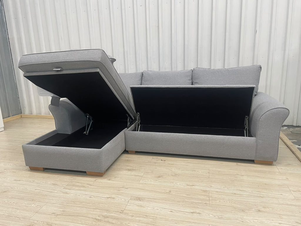 Next Garda Grey Left Hand Facing Corner Sofa with Double Storage