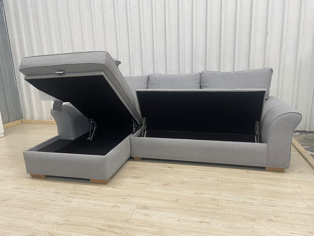 Next Garda Grey Left Hand Facing Corner Sofa with Double Storage