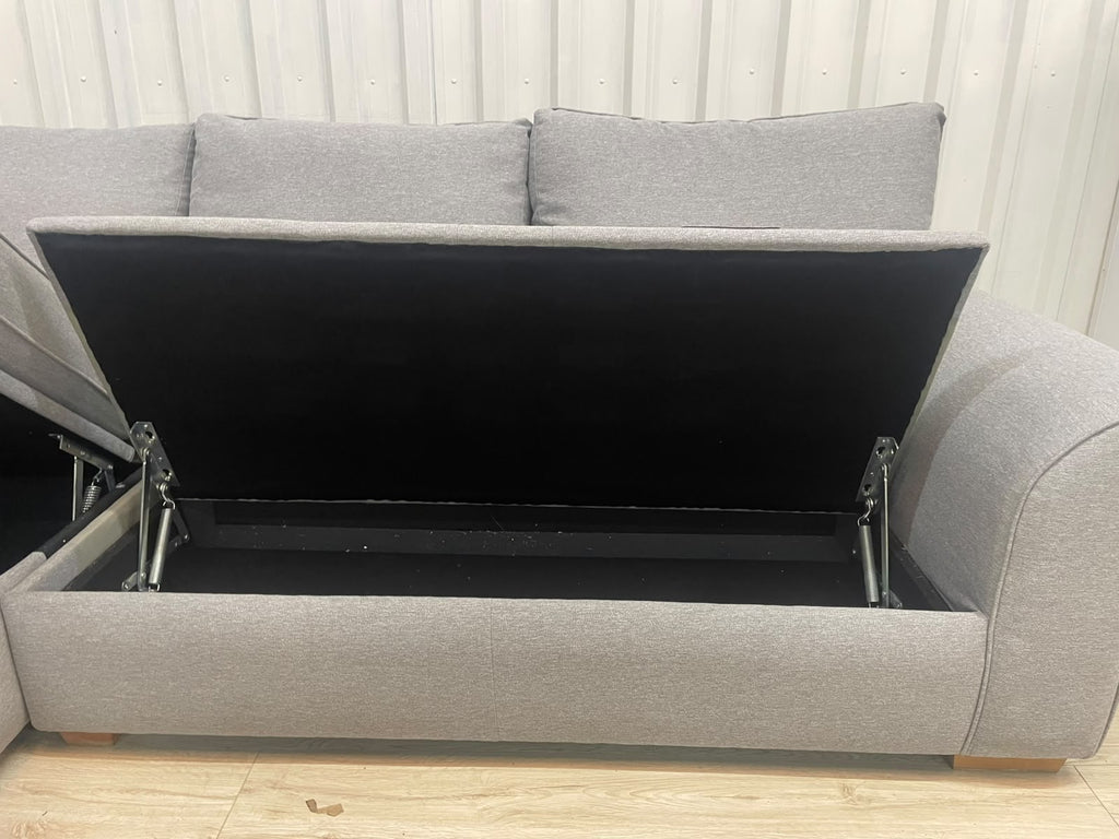 Next Garda Grey Left Hand Facing Corner Sofa with Double Storage
