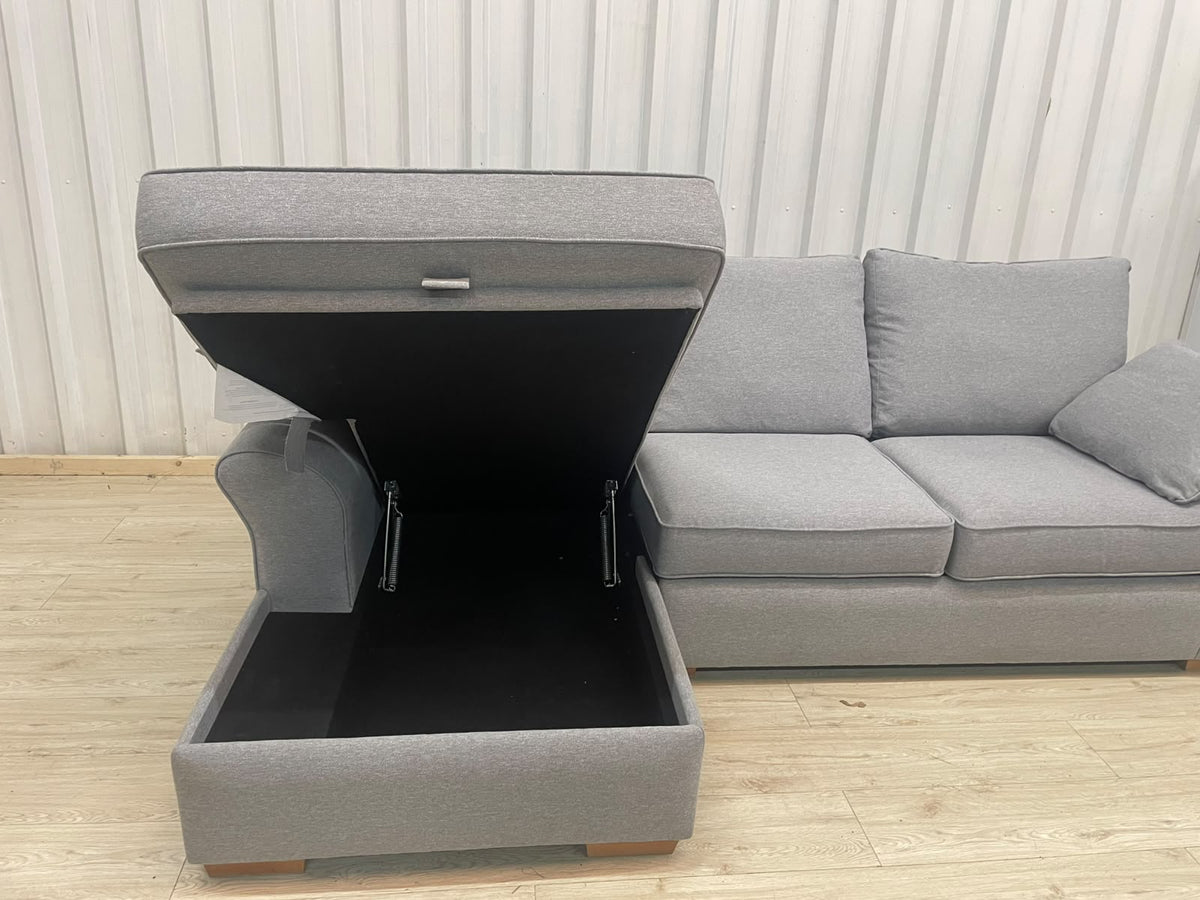 Next Garda Grey Left Hand Facing Corner Sofa with Double Storage
