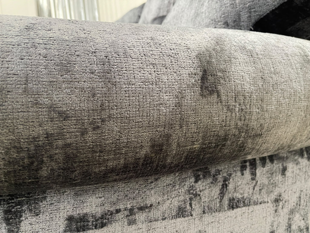 Next Erin Buttoned Back Deep Relaxed Plush Chenille Slate Blue 3 Seater Small Sofa