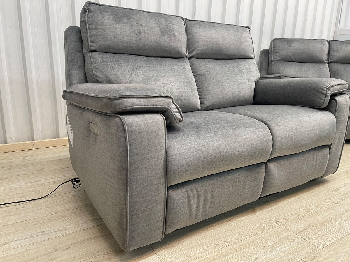 Oak Furniture Land Plush Silver Selby 2 Seater Electric Recliner