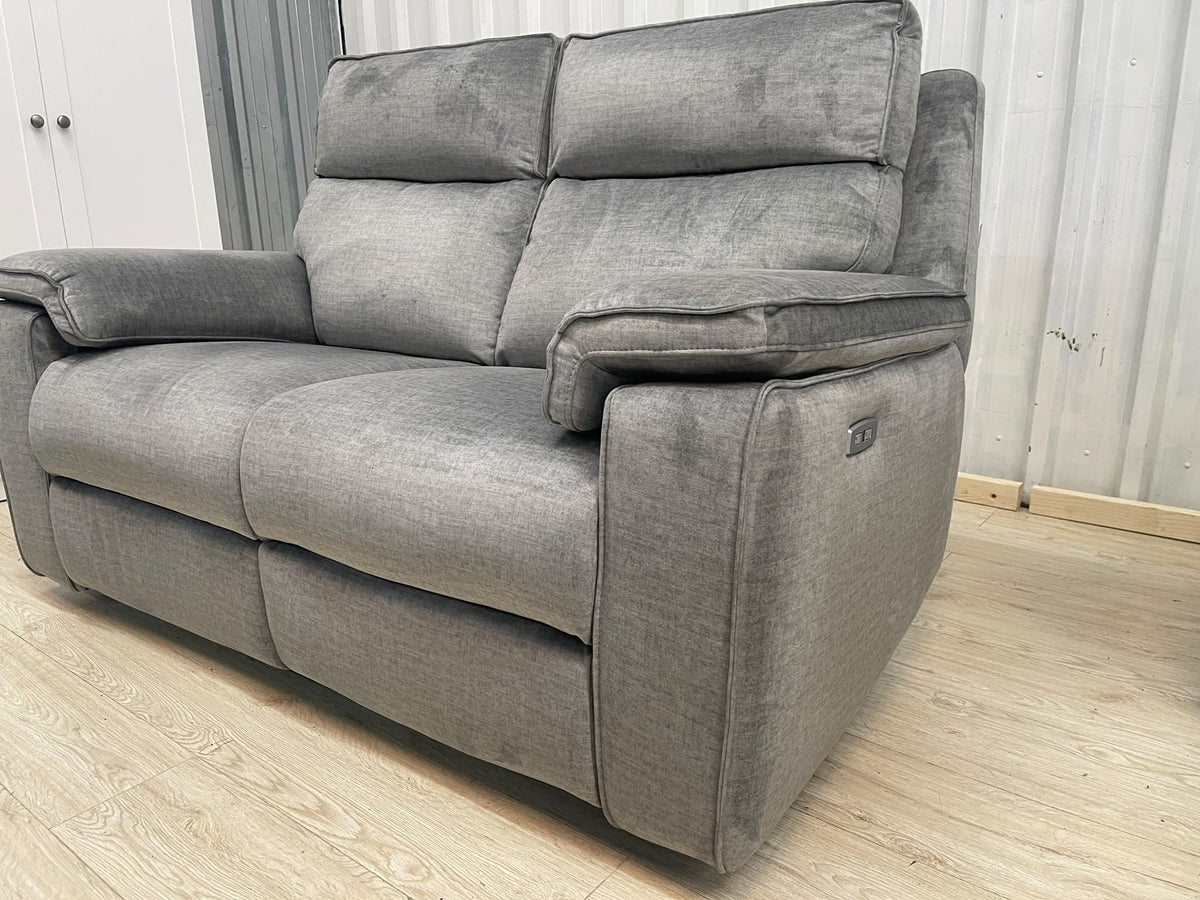 Oak Furniture Land Plush Silver Selby 2 Seater Electric Recliner
