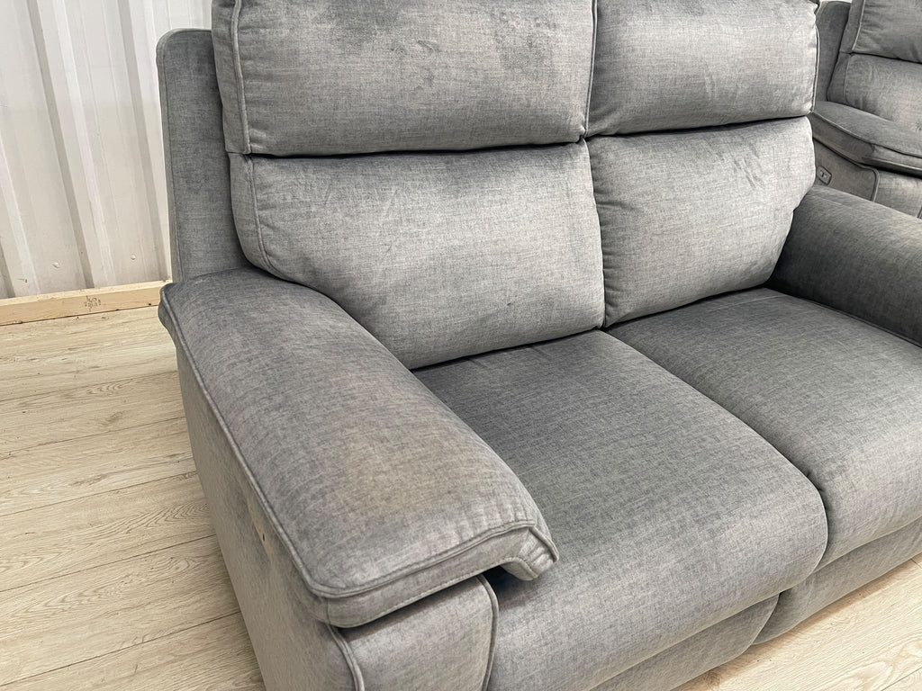 Oak Furniture Land Plush Silver Selby 2 Seater Electric Recliner
