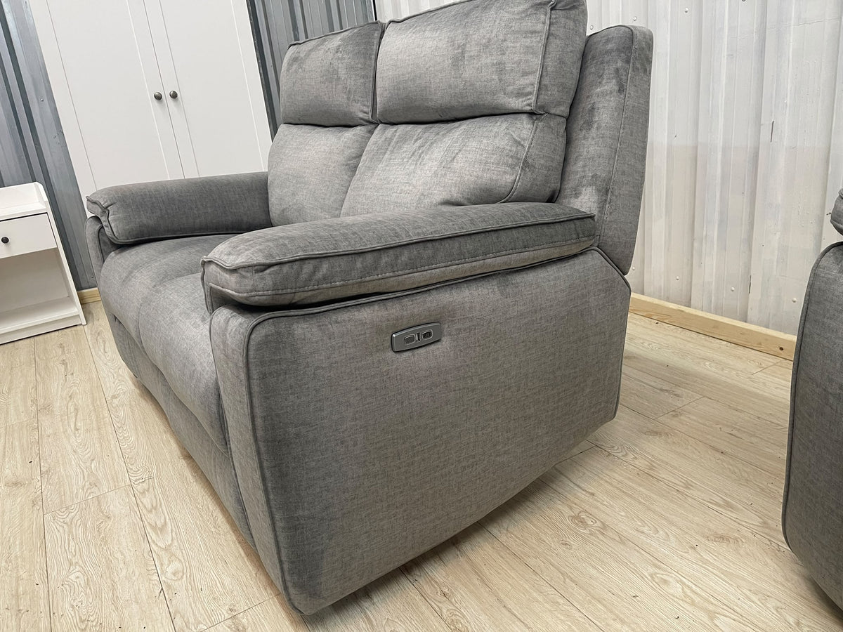Oak Furniture Land Plush Silver Selby 2 Seater Electric Recliner