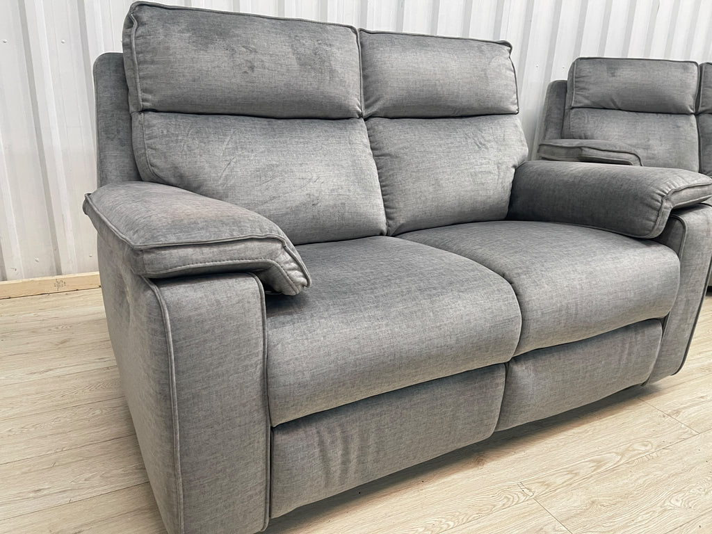 Oak Furniture Land Plush Silver Selby 2 Seater Electric Recliner