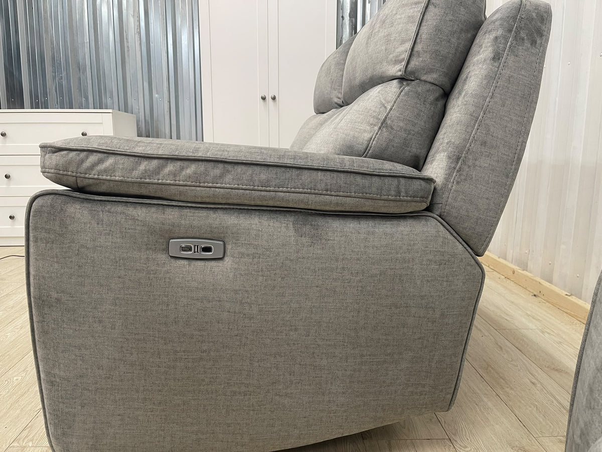 Oak Furniture Land Plush Silver Selby 2 Seater Electric Recliner
