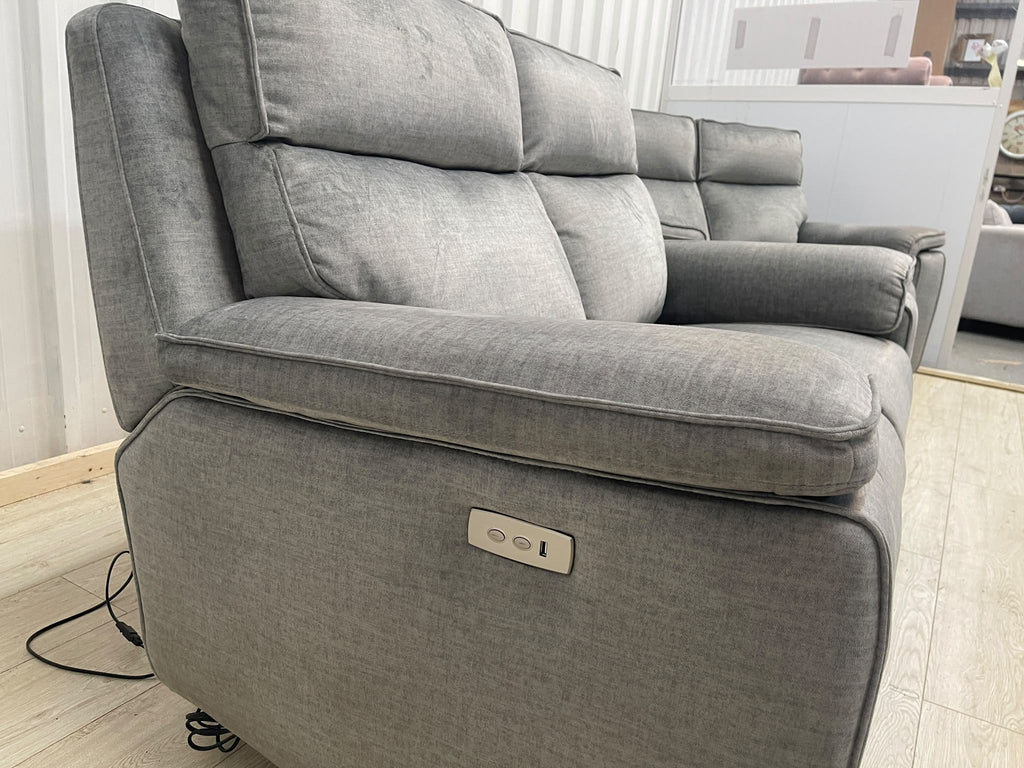 Oak Furniture Land Plush Silver Selby 2 Seater Electric Recliner