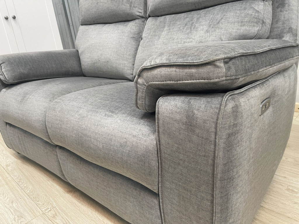 Oak Furniture Land Plush Silver Selby 2 Seater Electric Recliner
