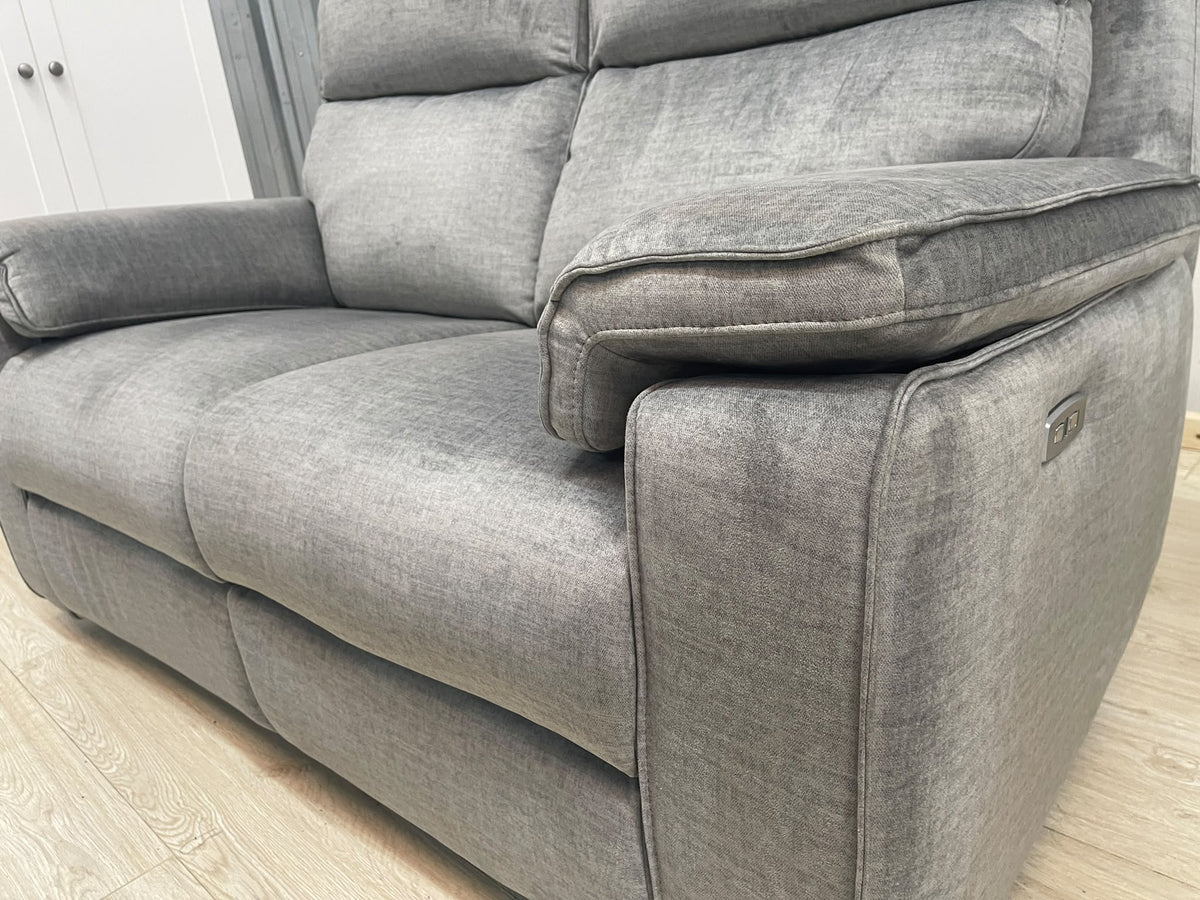 Oak Furniture Land Plush Silver Selby 2 Seater Electric Recliner