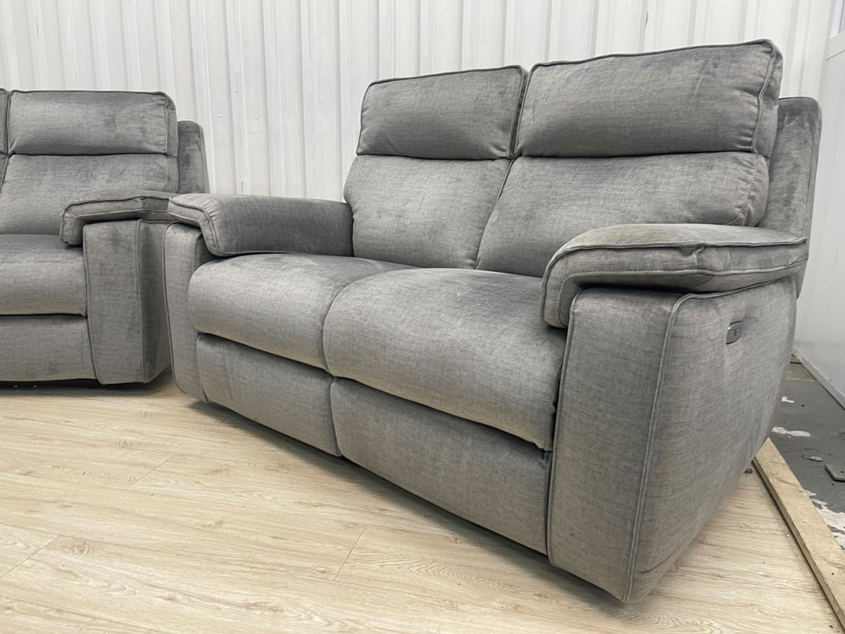 Oak Furniture Land Plush Silver Selby 2 Seater Electric Recliner Set