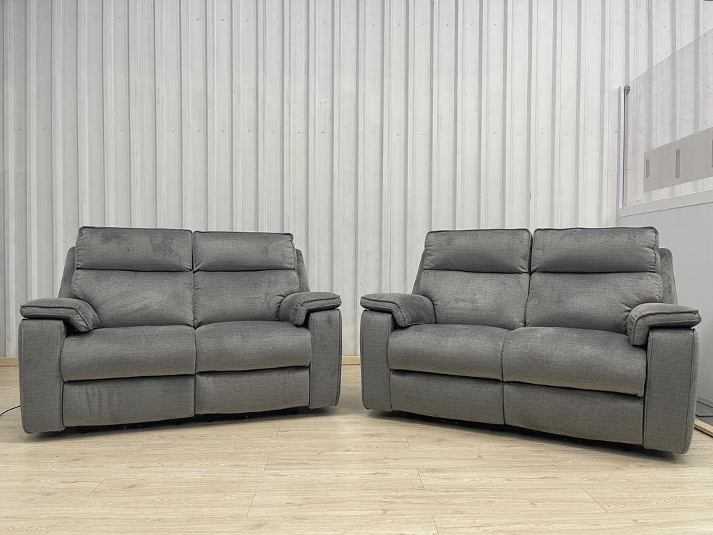 Oak Furniture Land Plush Silver Selby 2 Seater Electric Recliner Set