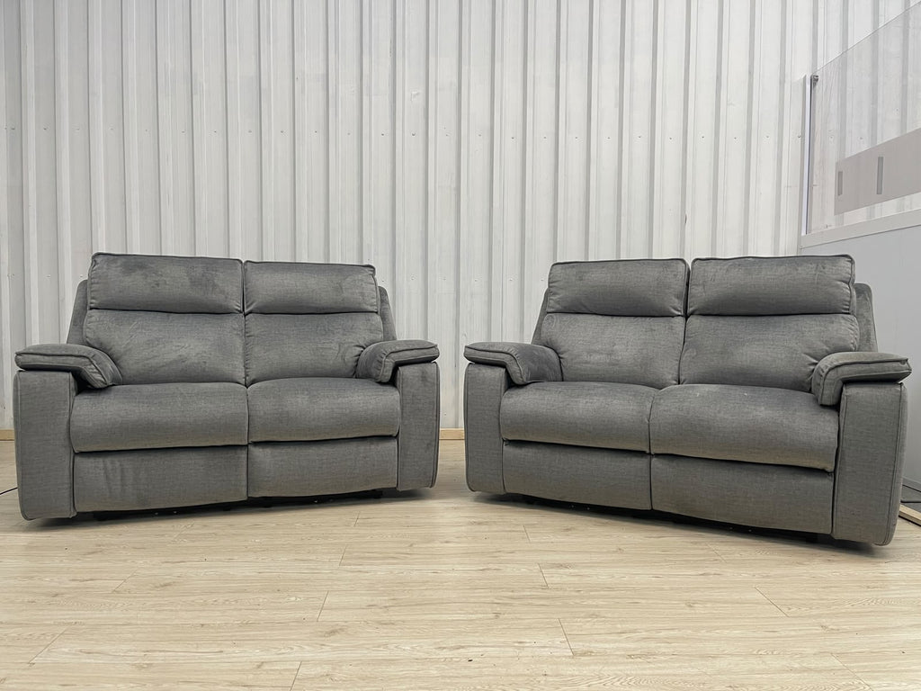Oak Furniture Land Plush Silver Selby 2 Seater Electric Recliner Set