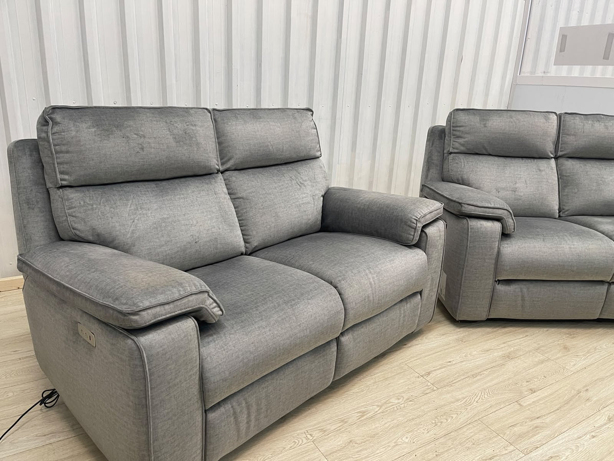 Oak Furniture Land Plush Silver Selby 2 Seater Electric Recliner Set