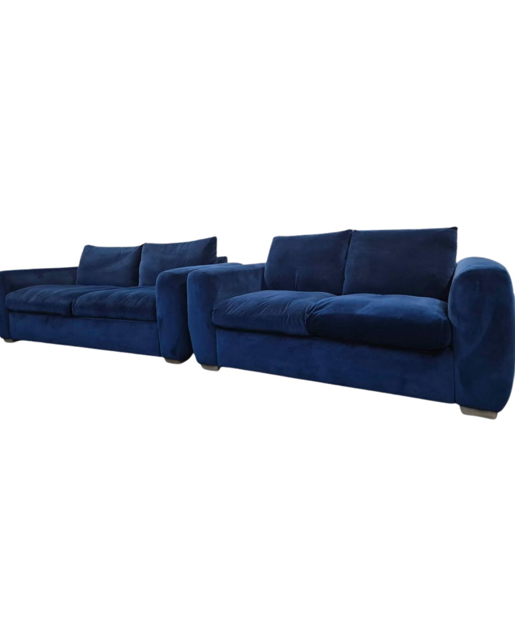 Snug Shack Blue Velvet Sofa Set – 3 Seater + 2 Seater with Storage