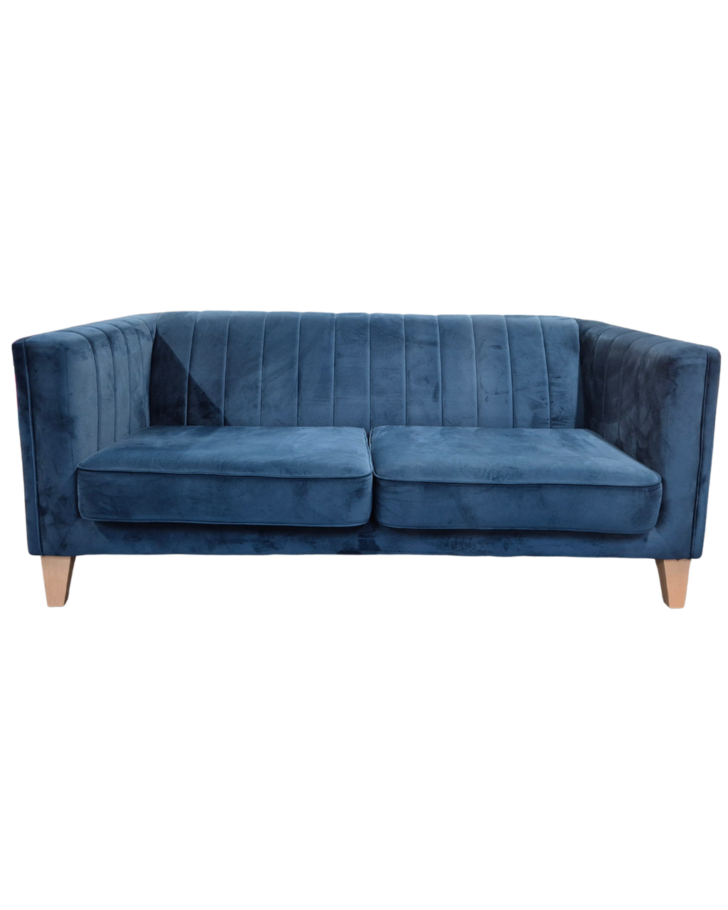 Sofology Fluted Isla Blue Velvet 2 Seater