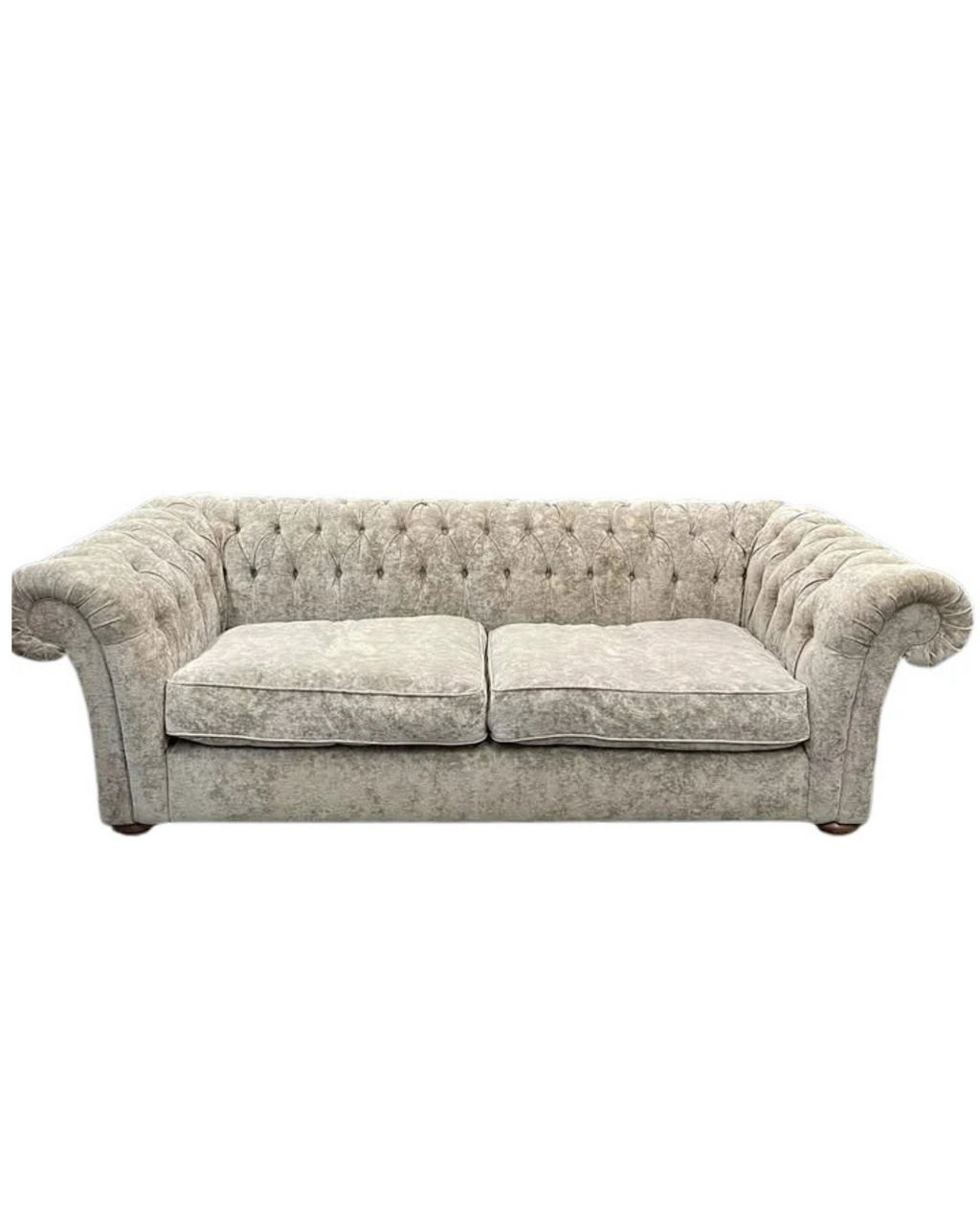 Champagne Chenille Velvet Chesterfield Three Seater