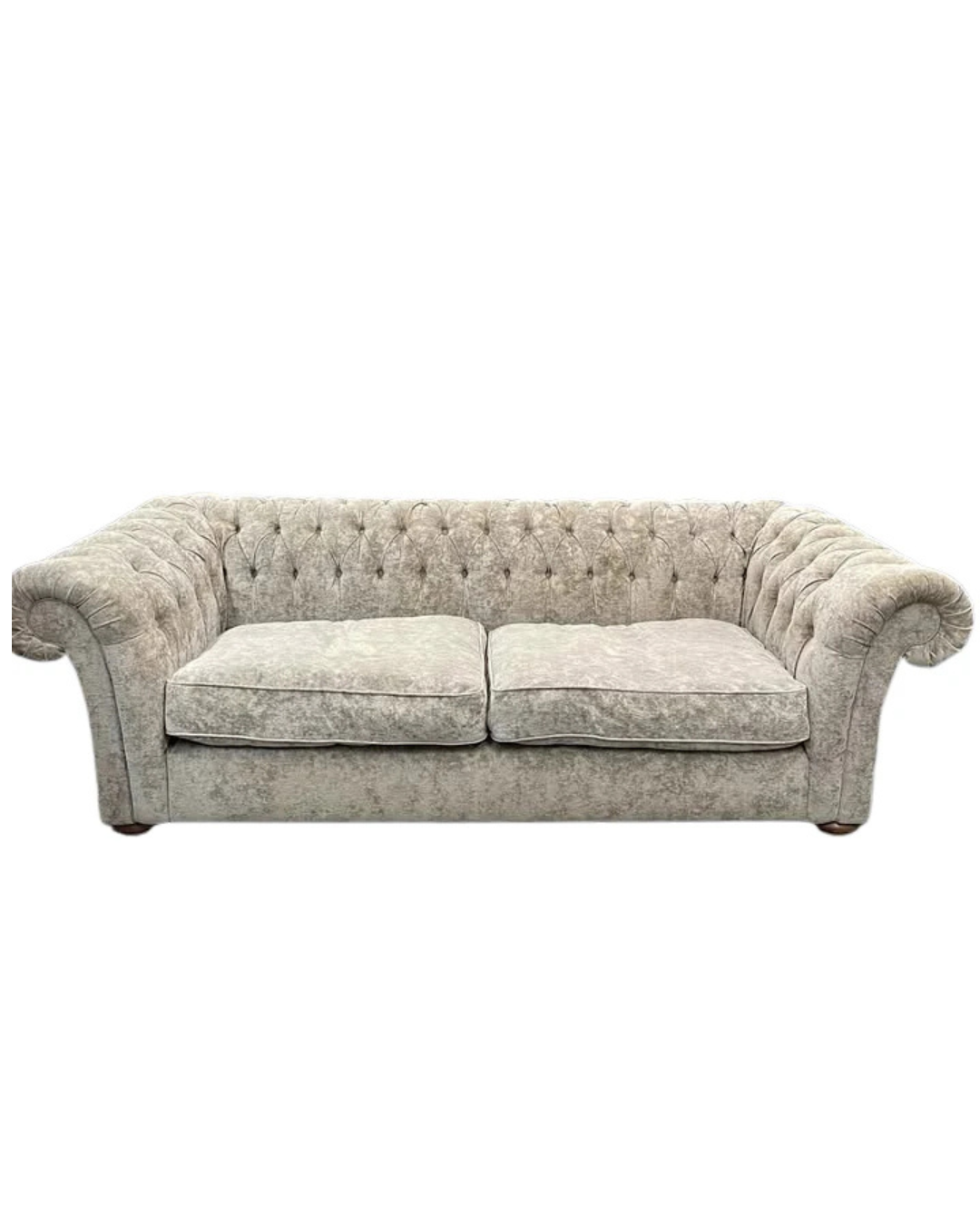 Champagne Chenille Velvet Chesterfield Three Seater