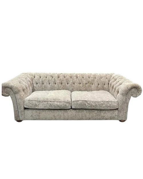 Champagne Chenille Velvet Chesterfield Three Seater