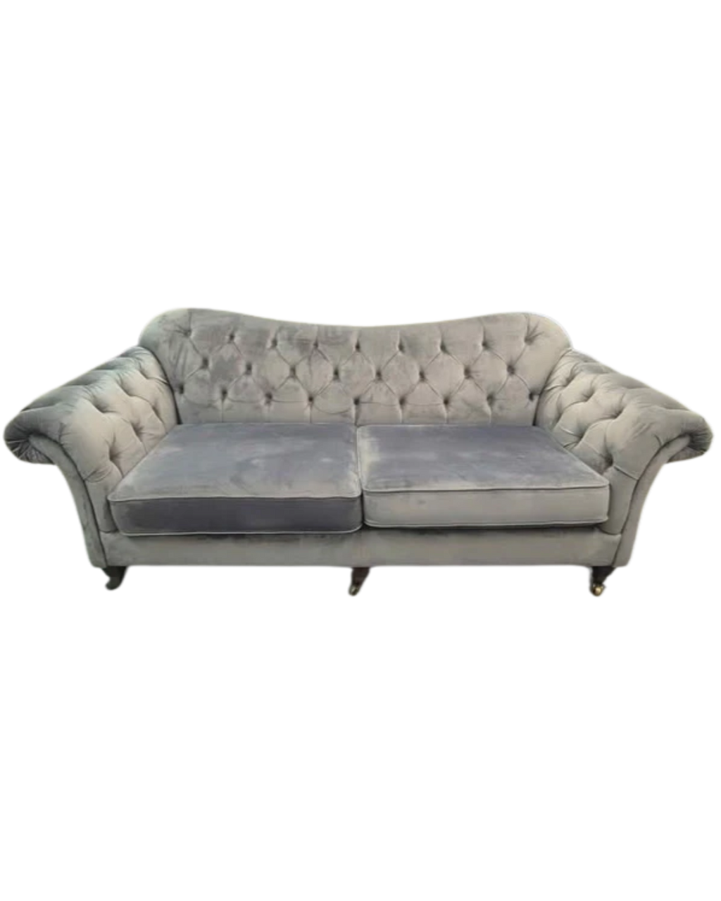 Bordeaux Grey Velvet Chesterfield 4 Seater