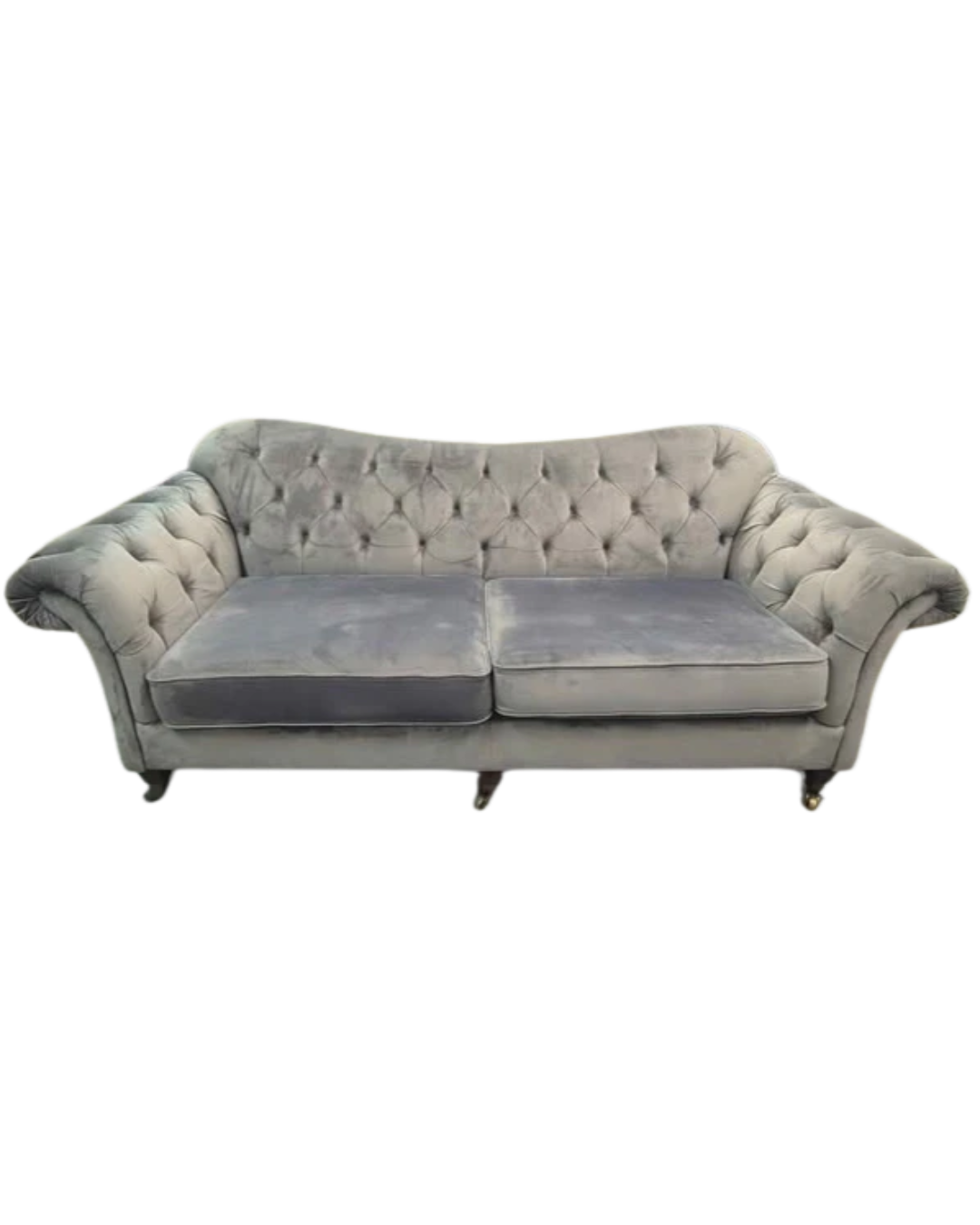 Bordeaux Grey Velvet Chesterfield 4 Seater