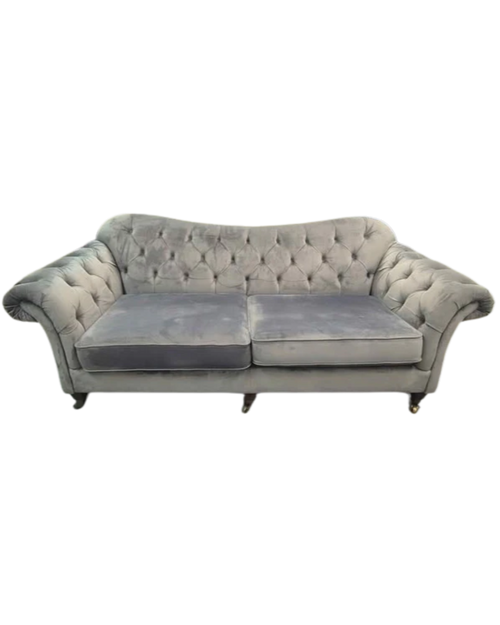 Bordeaux Grey Velvet Chesterfield 4 Seater