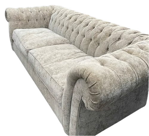 Champagne Chenille Velvet Chesterfield Three Seater