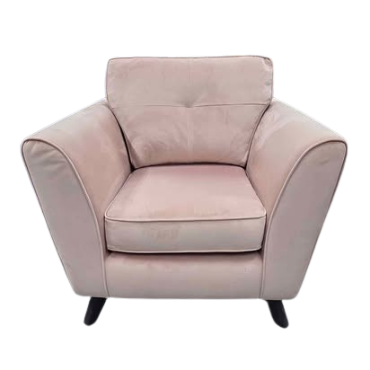 DFS Armchair & Footstool in Pink Velvet