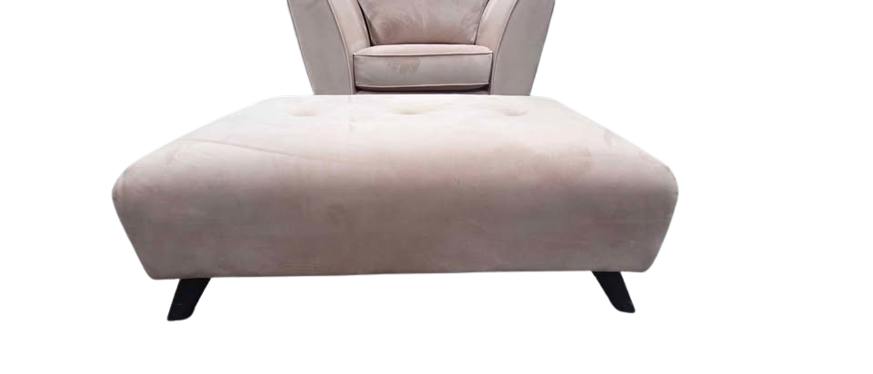 DFS Armchair & Footstool in Pink Velvet