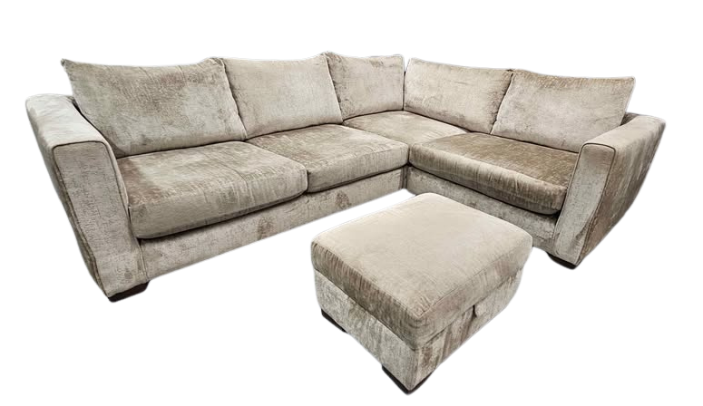Sofology Majestica Mink Chenille Corner Sofa and Footstool