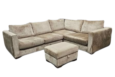 Sofology Majestica Mink Chenille Corner Sofa and Footstool