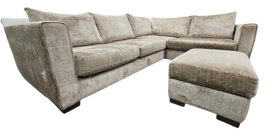 Sofology Majestica Mink Chenille Corner Sofa and Footstool