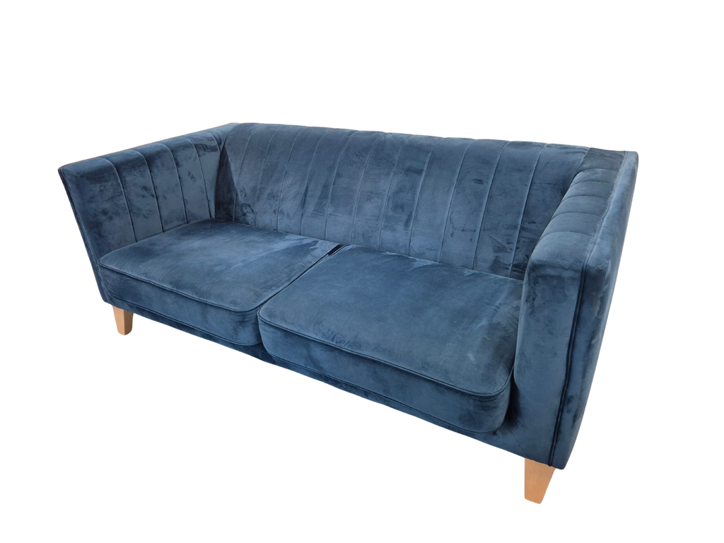 Sofology Fluted Isla Blue Velvet 2 Seater