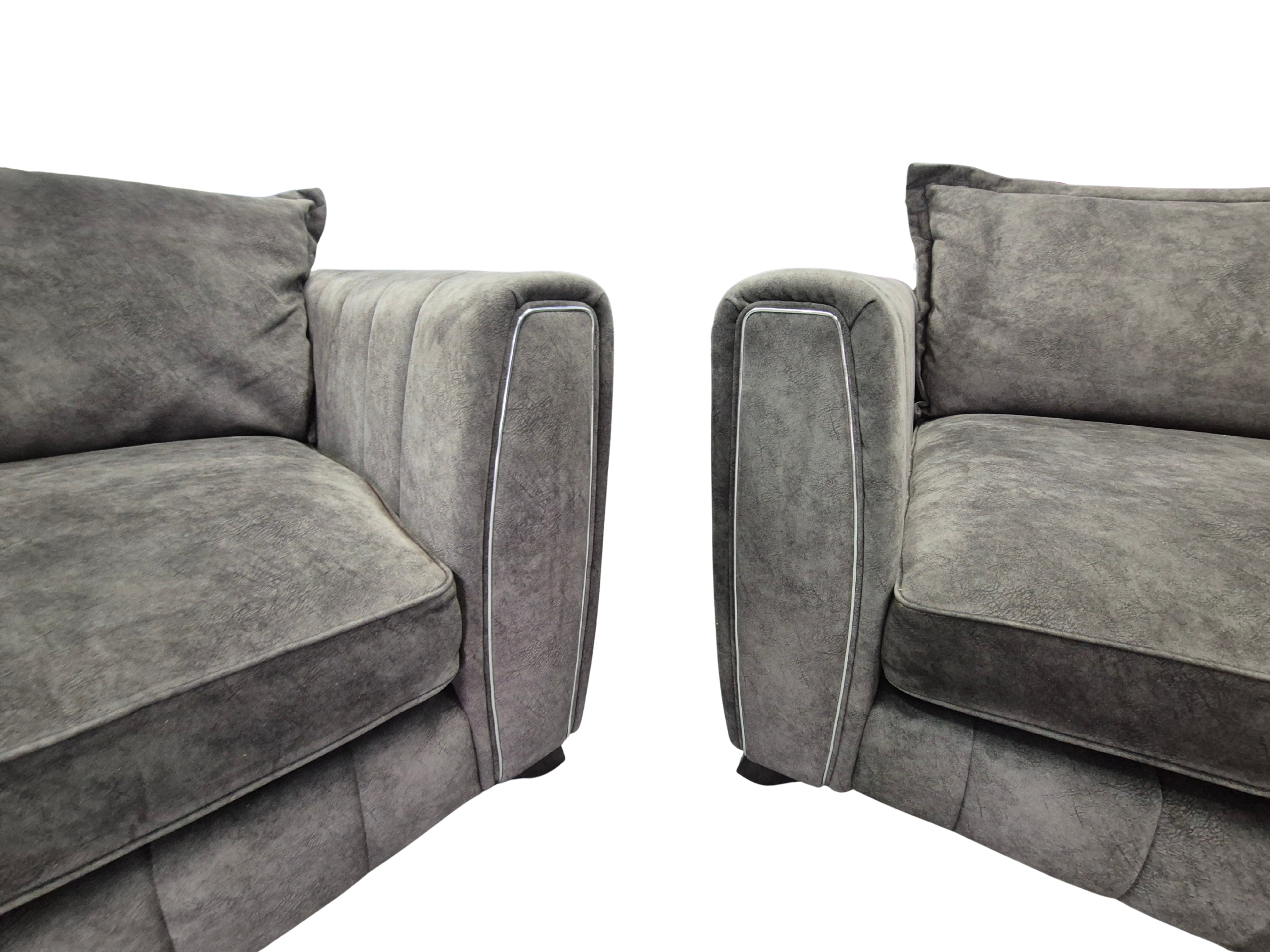 DFS Formal Back Charcoal Metallic Combination Cherished 4 Seater + Cuddle Chair